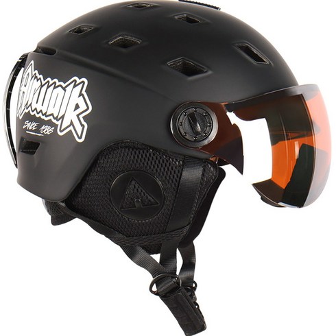 에어워크 휘슬러 고글 일체형 스노우 헬멧 MS100, 블랙