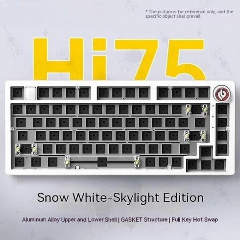 Leobog Hi75 와일드 핫스왑 RGB 기계식 키보드 키트개스킷 알루미늄 합금 바디 PC 게이머 남아용 선물, White No RGB, NO Keycaps-Switch, 없음, 없음, 6.화이트 - 키트