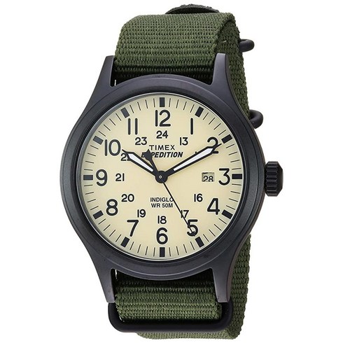 타이맥스Timex 익스페디션 스카우트 남성용 손목시계 그린 40mm 나일론 스트랩 (T49961)127796, Green/Black/Cream