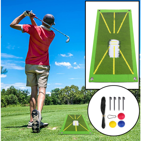 드라이버레슨 - [숏츠소개] 페어웨이 휴대용 골프 스윙 궤도 자세 연습 매트, 1개