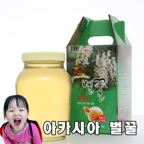 아카시아꿀 - 지리산 산청 아카시아 자연 벌꿀 유리 병 2.4kg, 1개