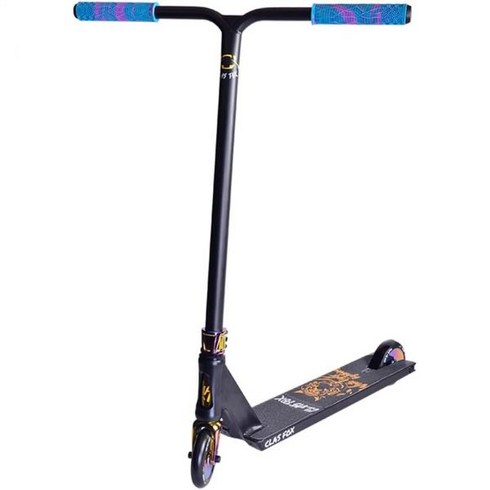 CLAS FOX 프로 프리 스턴트 스쿠터 110mm 바퀴 킥 스쿠터HIC 압축 시스템 전문 트릭 BMX 성인용, Rainbow