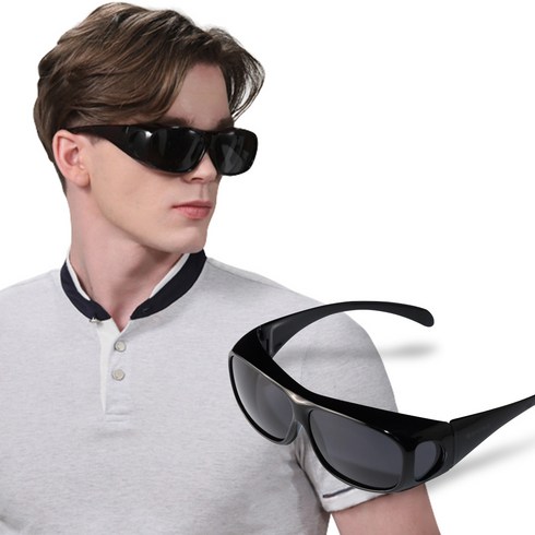 두오모 선글라스  - [인포벨]편광 렌즈 디비노 포렌즈 선글라스 올커버 안경 위에 가능 4렌즈 블랙 브라운 소가죽 허리벨트백 포함