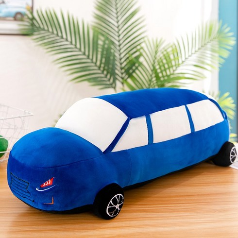 자동차 봉제 인형 푹신한 부드러운 쿠션 유아 베개 소파 쇼파 모찌 어린이 선물 장난감, 블루, 65cmcm
