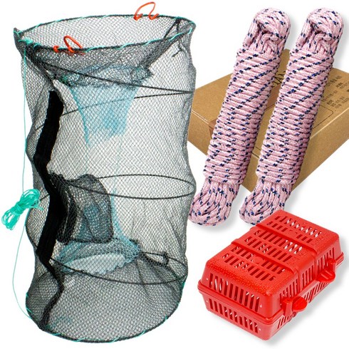 2023년 가성비 최고 통발 - 접이식 바다 민물 통발 세트 계곡 어부, 민물통발세트, 대 + 로프 + 미끼통