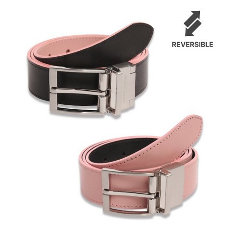 DOFFJASON 도프제이슨 소가죽 리버시블 하드레더 벨트 BLACK/PINK Cowhide Reversible Hard Leather Belt DJ22SSCBT001BLP