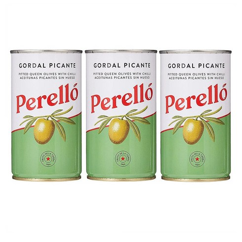 Perello Gordal Pitted Green Olives 페렐로 씨 없는 그린 올리브 350g 3개