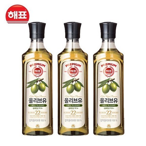 [해표] 압착 올리브유 900ml, 3개