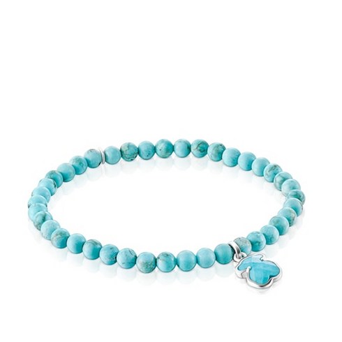 TOUS 실버 앤 다이드 마그네사이트 토스 아이콘 컬러 브레이슬릿/Silver and dyed magnesite Icon Color bracelet/팔찌/212531500 2062