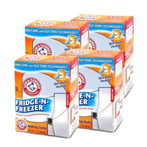 2023년 가성비 최고 냉장고 청소 베이킹소다 - 암앤헤머 냄새제거 베이킹소다 냉장고탈취제, 4개, 396.8g