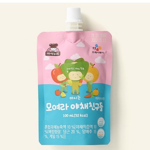 CJ 아이누리 마시는 모여라 야채친구들 100ml X 40개