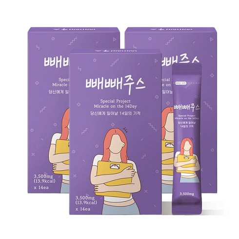 14일의 기적 빼빼주스 클렌즈주스 블루베리맛, 49g, 3개