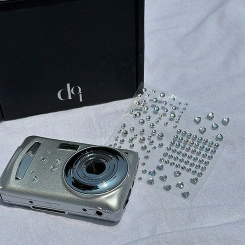 디지털카메라 - 도이도이 Y2K 디지털 레트로 카메라+비즈 스트랩+큐빅 스티커 감성 CAMERA, white