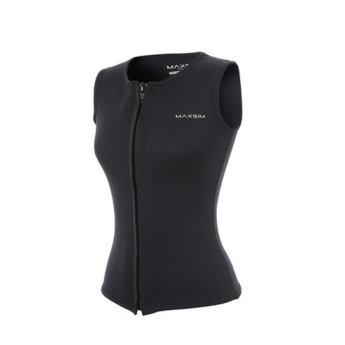 메르다이빙 - 막심 서핑 민소매 자켓 웻슈트 2.5mm 다이빙 조끼 잠수복, 블랙(여성용)