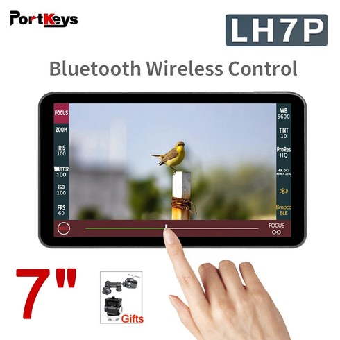 Portkeys LH7P 풀 HD 4K 터치 스크린 모니터 블루투스 와이파이 제어 휴대용 소니 A7M III FX3 FX30 용 7 인치 1000NIT, 없음, 1.LH7P Black