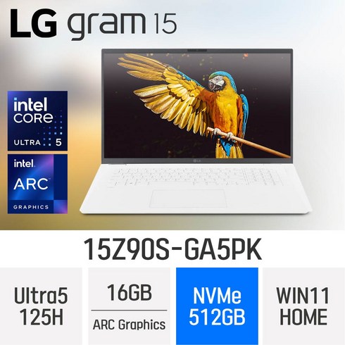 15z90s-ga5pk - LG전자 2024 그램15 15Z90S-GA5PK, WIN11 Home, 16GB, 512GB, 화이트