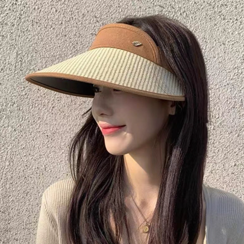 에이필미 심플한 여성 썬캡 햇빛 차단 여름 라탄 모자