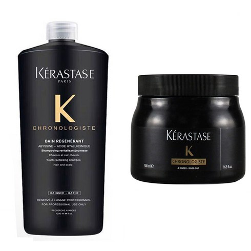 2023년 가성비 최고 케라스타즈 - 1+1 케라스타즈 샴푸 1000ml + 500ml 헤어마스크 CHRONOLOGISTE BAIN REGENERANT