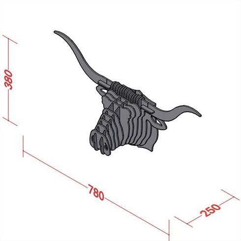 동물 벽장식 조립식 소 토끼 핑크 인테리어소품 벽걸이, J. 버팔로 헤드 780x250x380