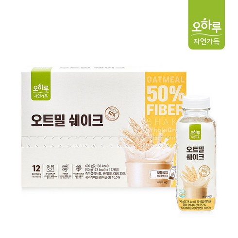 오하루 자연가득 오하루 오트밀 쉐이크 12입X 1박스, 600g, 1개