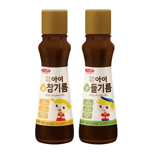 아기들기름 - [리뉴얼] 베베스트 처음먹는 순 아이 국산 참기름 75ml+들기름 75ml