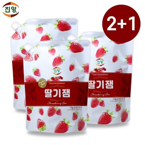 진양 딸기잼 파우치, 1kg, 3개