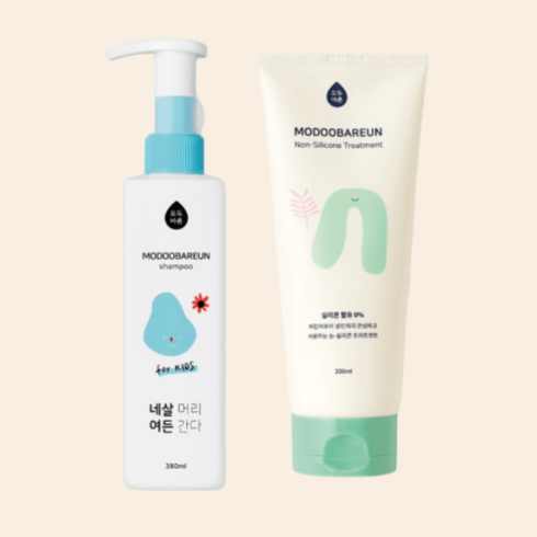 모두바른샴푸 - 모두바른 키즈 어린이 샴푸 380ml 트리트먼트 200ml 초등학생 무실리콘, 1개