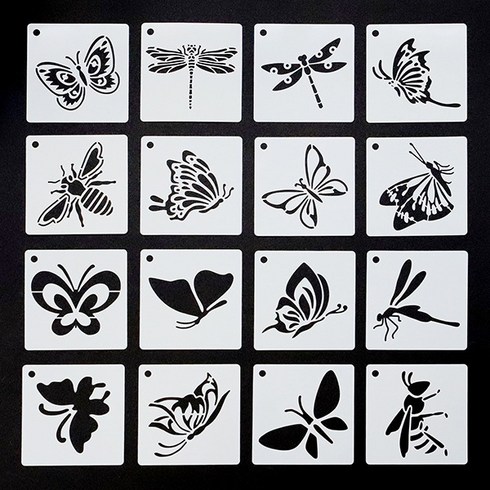 정인아트 스텐실 도안 (나비와 곤충 총 60장) (약 7.6x7.6cm), 60개