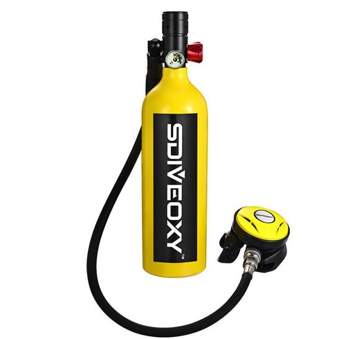SDIVEOXY 스쿠버 다이빙 미니 산소통 수중 호흡기 공기통1L, 옐로우 1L 단품