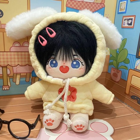 모카돌 10cm 15cm 20cm 솜인형옷 토끼 후드티, 15cm 솜인형, 옐로우, 1개