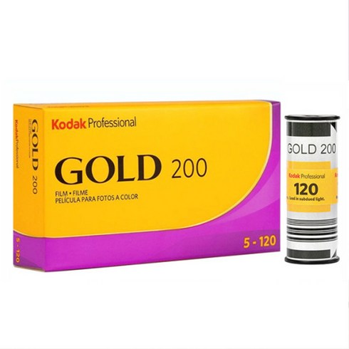 Kodak 코닥골드 200/120 1팩 5롤 프로페스널 120중형필름 24년9월, 1개, 코닥필름 골드 200 120 중형 1팩(5롤)