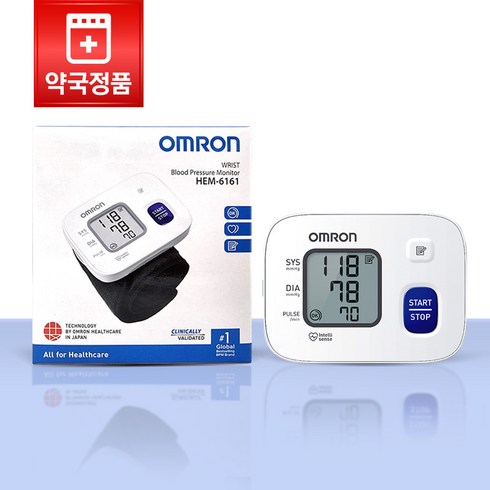 심전도 측정기  자동혈압계 - 오므론 손목형 자동 전자 혈압계 HEM-6161, 1세트