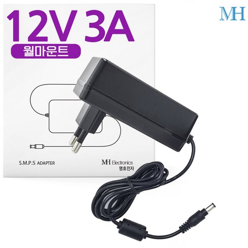 명호전자 아답터 12V 3A 벽걸이형 어댑터, 1개