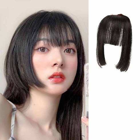 히메 앞머리가발 히메컷 사이드뱅 애교머리 부분가발 붙임머리 헤어피스, 1개, 네츄럴블랙