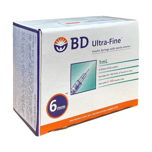 BD 일회용 인슐린 주사기 31G 6mm 1cc 100p, 100개입, 1개