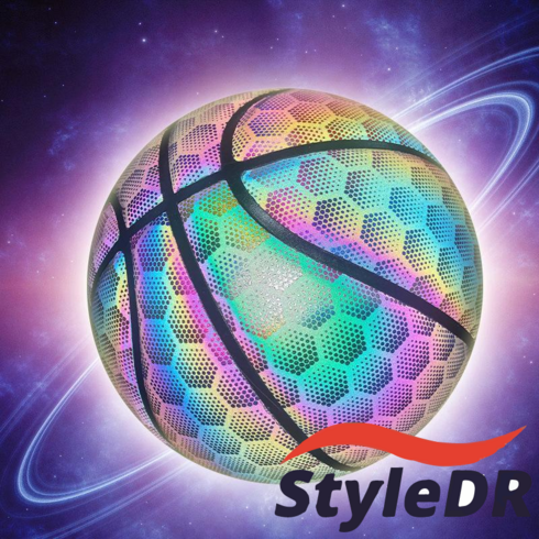 StyleDr 빛나는 야광 농구공 야회 야간 반사 농구공 7호, 큰 육각형 색상 반사, 농구 7 호 (표준 공)