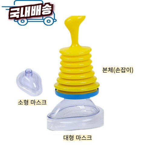국내배송 질식방지키트 기도 폐쇄 질식 방지 비상 응급 키트 구조 처치 가정용 휴대용, 옐로우블루, 1세트, 1세트