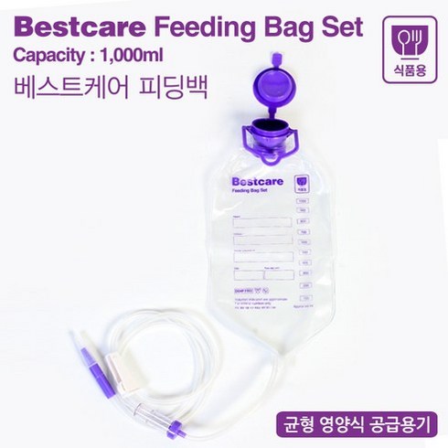 제이스피앤티 피딩백 1000ml 일체형 피딩백세트 영양액 주입용기, 베스트케어 피딩백, 5개