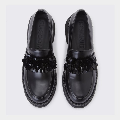 슈콤마보니뮬 - 금빛써니 슈콤마보니 Beads flower loafer(black)