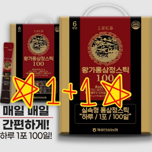 추석선물 개성인삼농협 왕가홍삼정스틱100 10g x 100포 2박스 (쇼핑백 포함), 2개