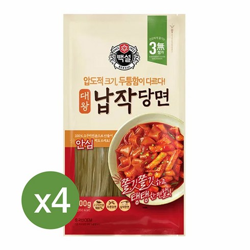 백설 대왕 납작당면, 300g, 4개