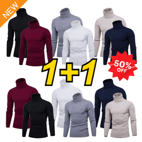 1+1남성 심플 니트 셔츠 니트 터틀넥 스웨터 캐시미어 스웨터 남자 긴팔티