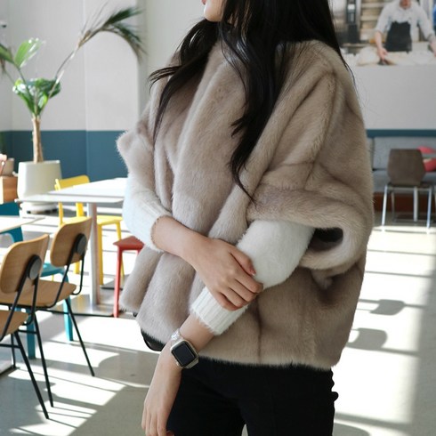 메리앤유 페이크 밍크털 숄타입 미니자켓 미니밍크 코트