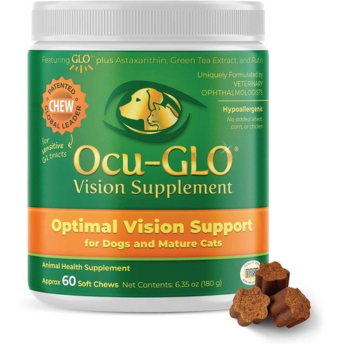 오큐클로 Ocu-GLO 고양이 눈영양제 강아지 눈영양제 60츄어블 X 1, 60츄어블 x 1통, 간식맛