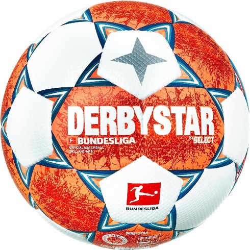 Derbystar 더비스타 Brillant APS V21 축구공 분데스리가 유럽공 조기축구 유로 챔피언스리그 유로파 리그, 화이트  오렌지  블루