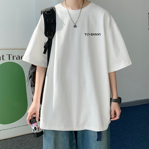 Z3JC 여름 반팔 티셔츠 남성복 루즈핏 반팔 상의 심플 커플 맨투맨 티셔츠입니다