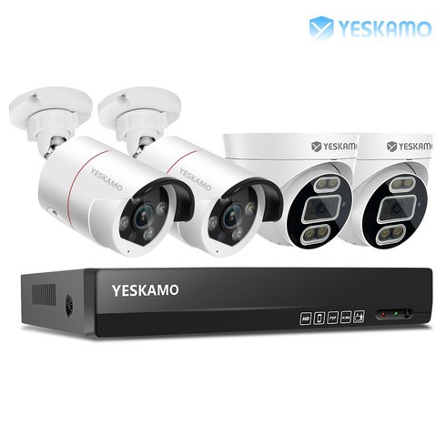 YESKAMO 예스카모 500만화소 POE 실내외용 8채널 CCTV 카메라 세트, P09-KR300-5.0