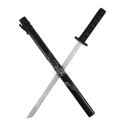 용무늬 닌자목검 (73cm 용각 장검 나무칼 흑검 이순신 장군칼, 검정