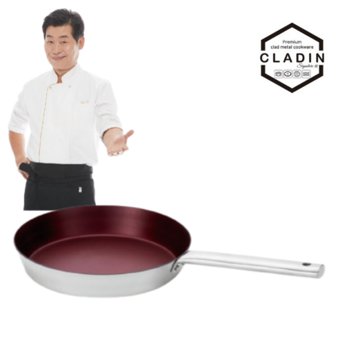 앳홈클리엔t24 - 클래딘(CLADIN) IH 스테인레스 통3중 엣지 후라이팬 24cm, 1개