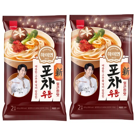 삼립 spc 하이면 포차우동 얼큰한맛 424g*2봉, 424g, 2개